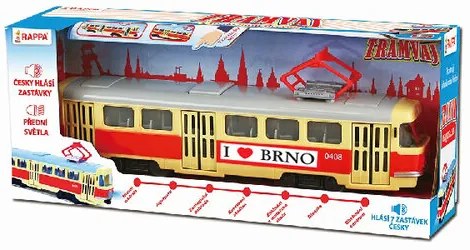 Rappa Villamos, amely csehül jelzi a megállókatBRNO , 28 cm