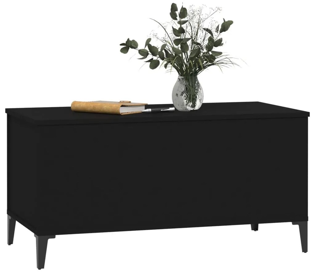 Fekete szerelt fa dohányzóasztal 90x44,5x45 cm