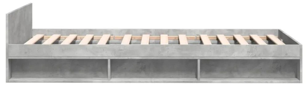 betonszürke szerelt fa ágykeret fiókkal 100 x 200 cm