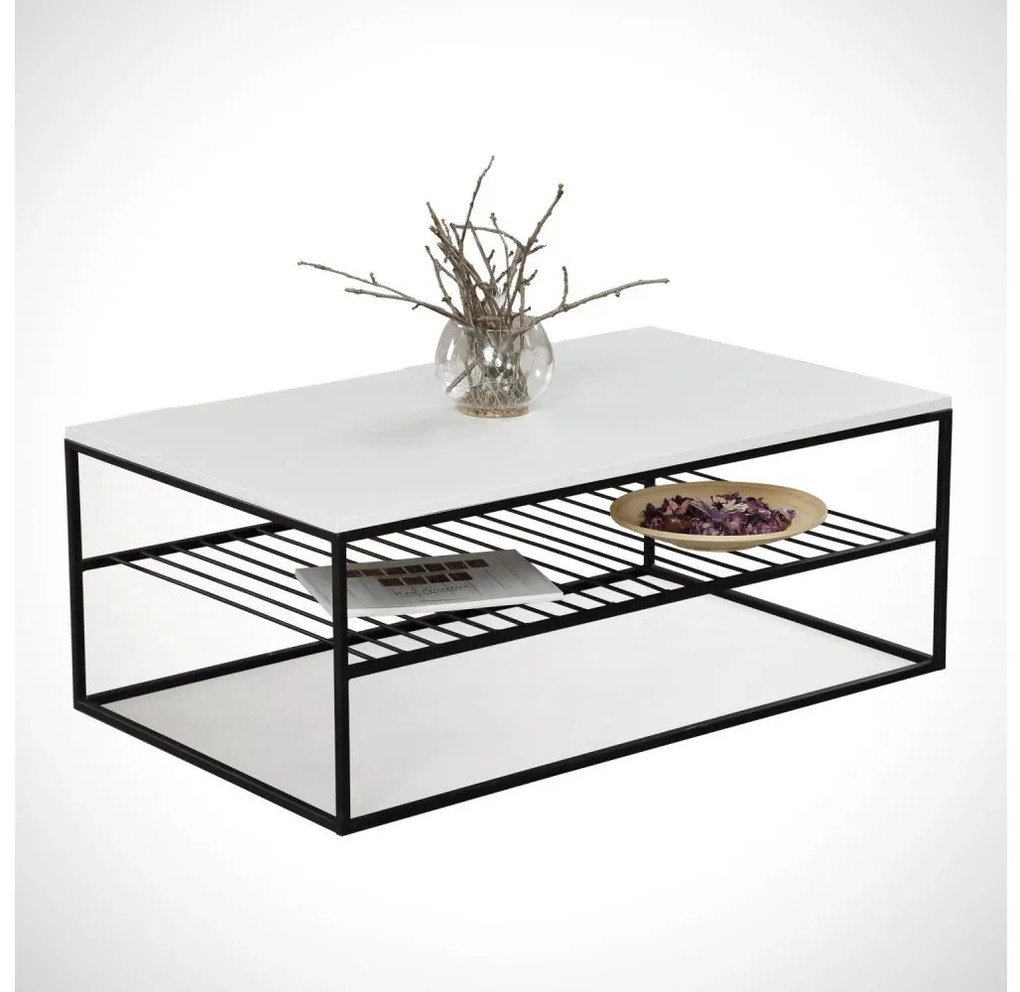 Kávésasztal ETNA 43x95 cm fehér/fekete