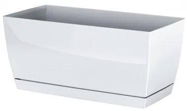 Coubi Case műanyag virágláda tálcával, fehér, 24 cm, 24 cm