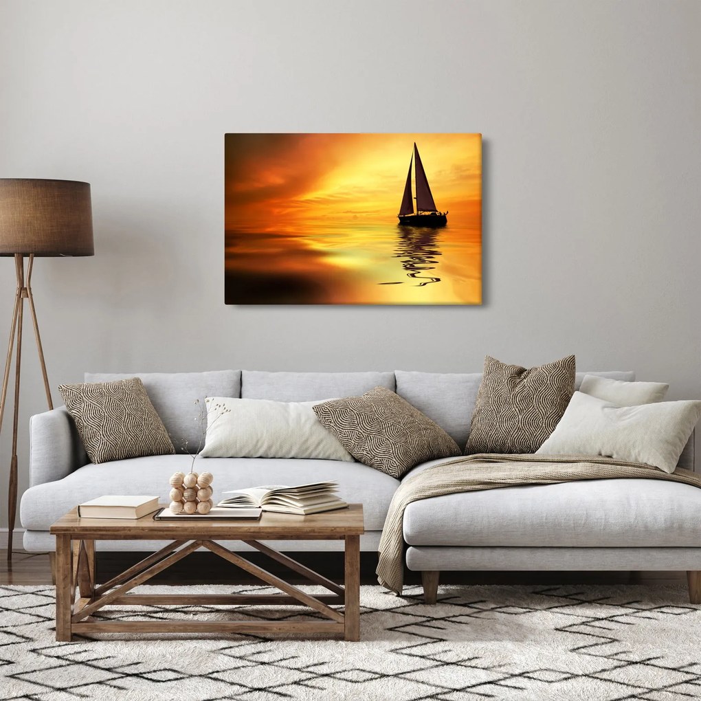 Kép - Vitorlás naplementében (90x60 cm)
