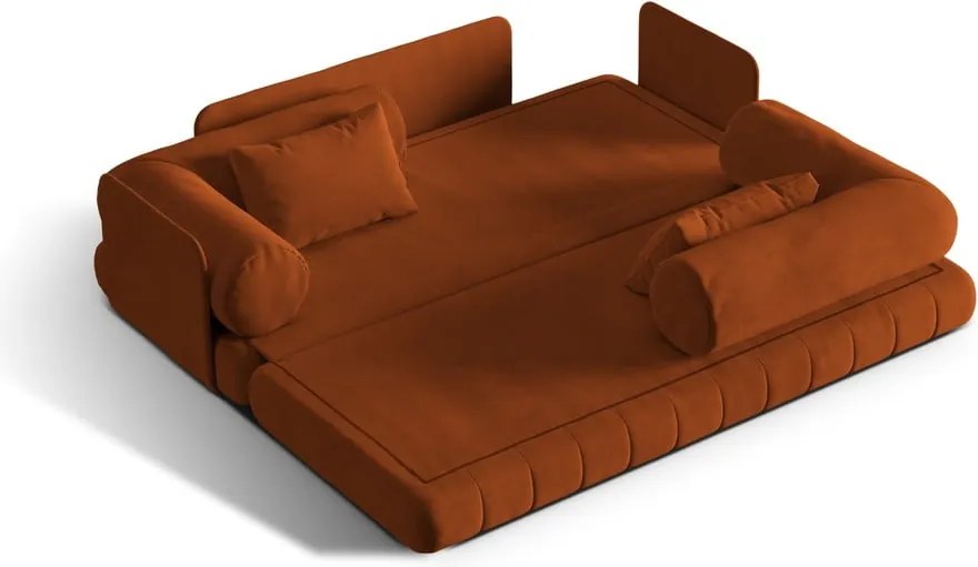 Terrakotta színű bársony kinyitható kanapé 206 cm Kemi – Cosmopolitan Design