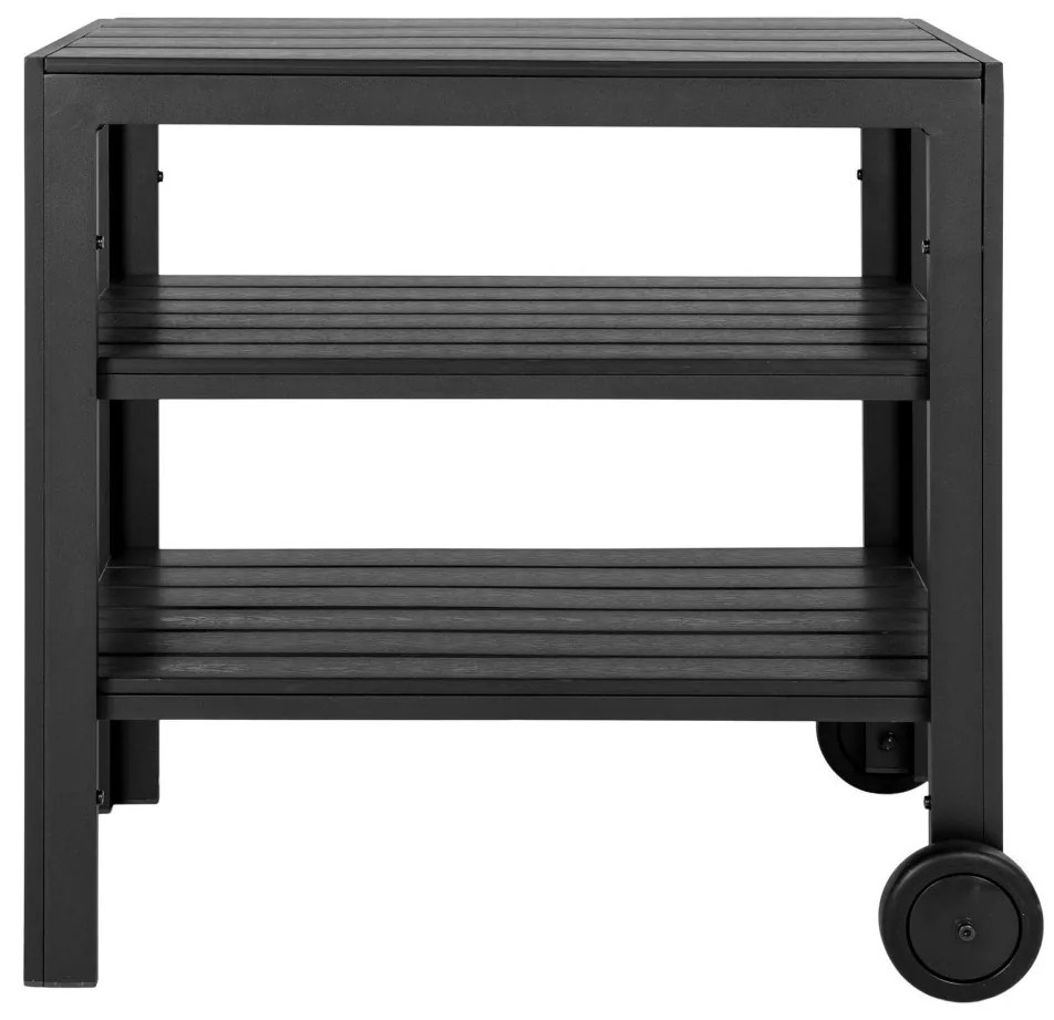 Taormina zsúrkocsi, aluminium-fahatású, fekete, 3 polc