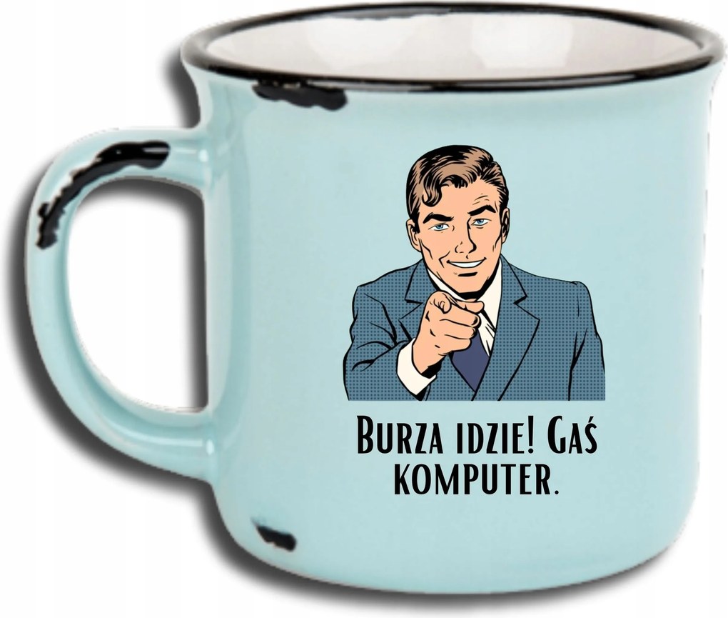 Bögre Kék Retro Vicces Ajándék Apák Napja Vihar Megy! Oltó Számítógép