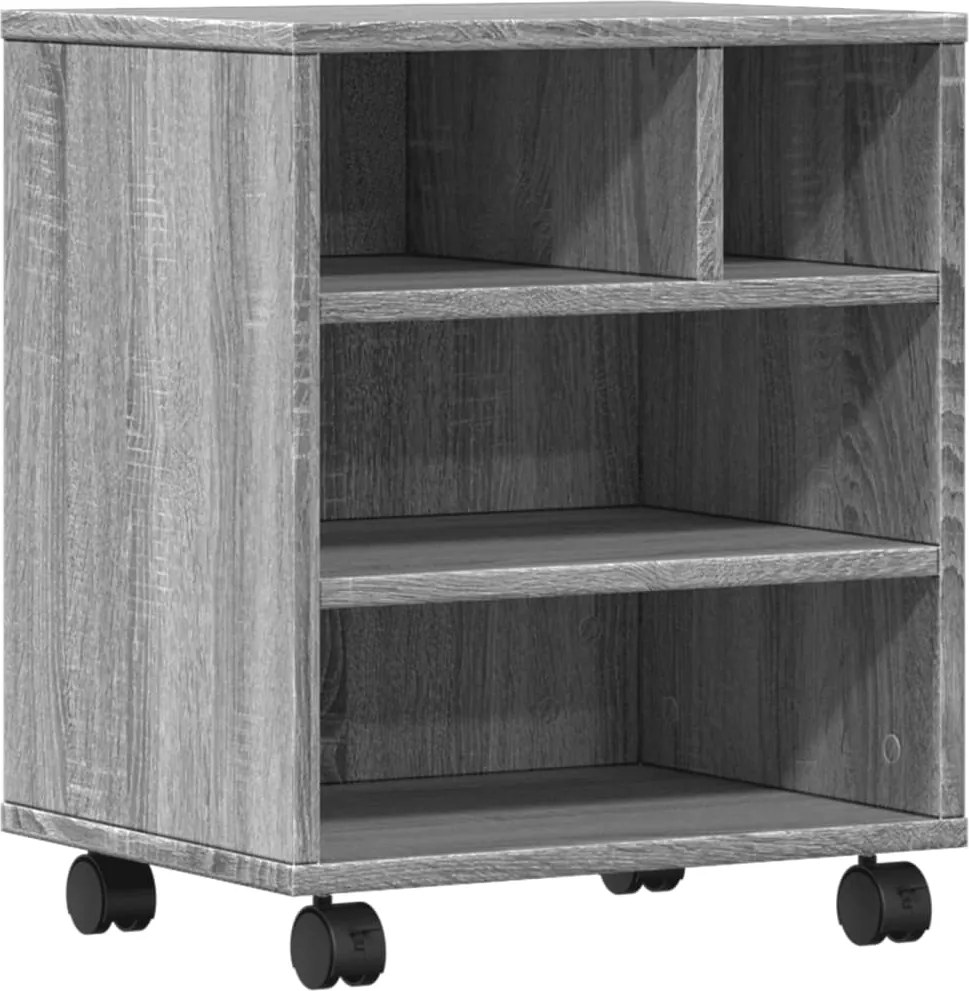 vidaXL szürke sonoma színű nyomtatóállvány kerekekkel 41 x 32 x 48 cm