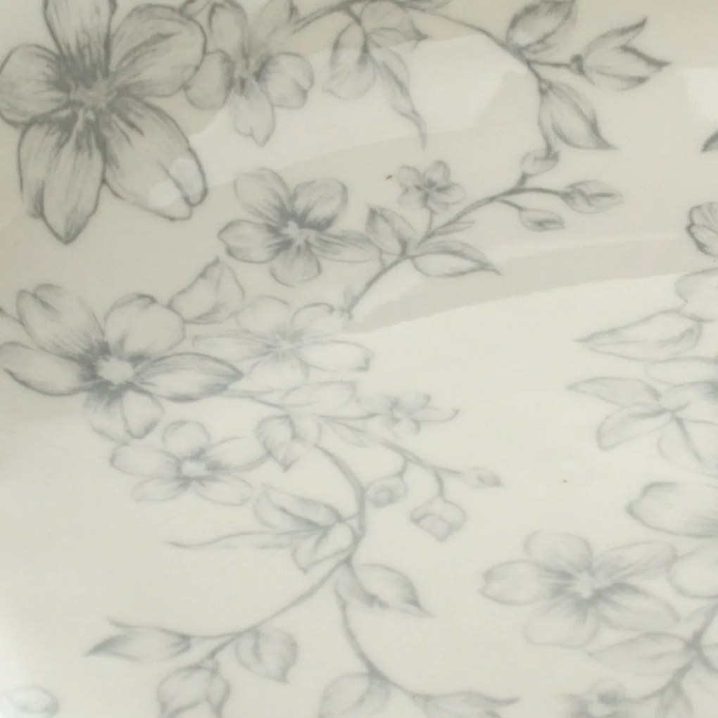 6 db mély tányér szett Finom virágok 20 cm, szürke