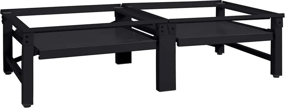 vidaXL Mosógép Talp 2 pcs Fekete 124,5 x 61,5 x 32,5 cm Acél