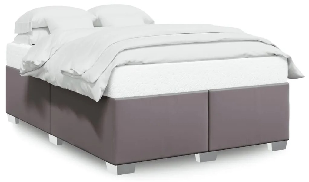 szürke műbőr ágykeret 140x190 cm