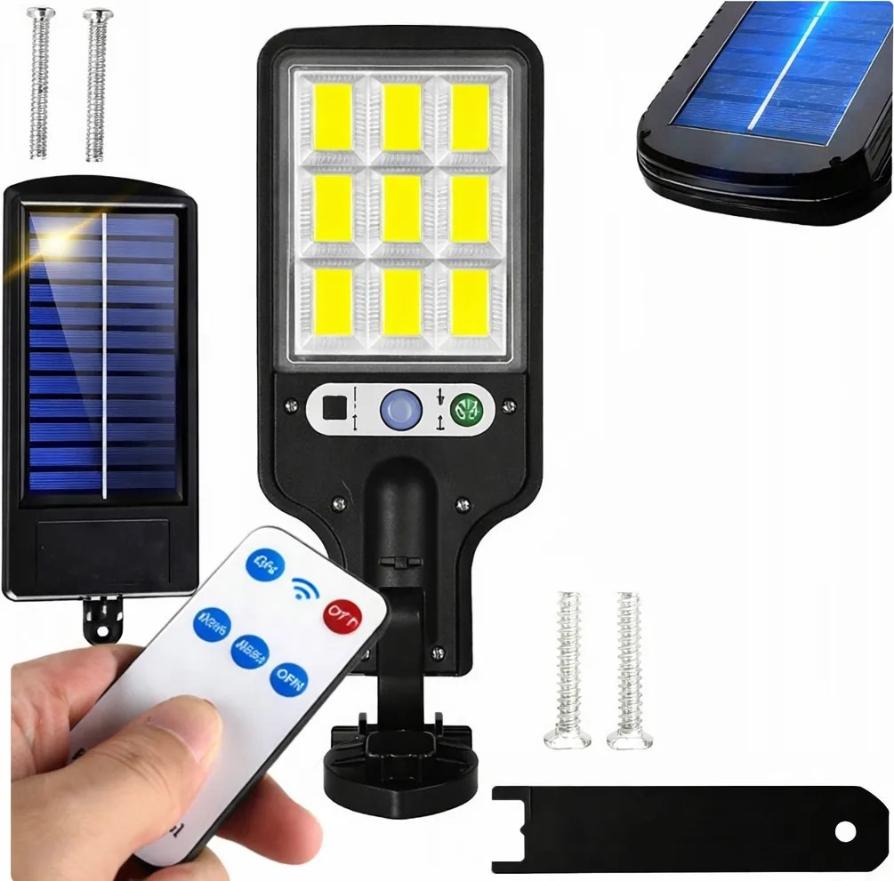 Napelemes utcai lámpa erős kültéri kerti Led ház 120