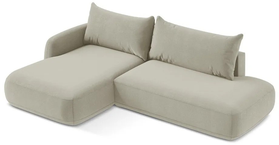 Bézs kinyitható sarokkanapé (bal oldali-heverő résszel) Hale – Makamii