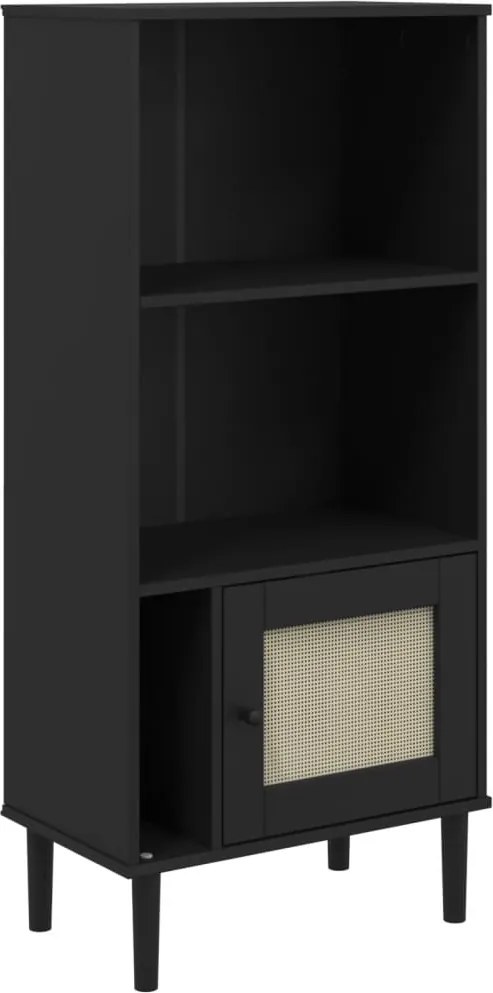 vidaXL SENJA fekete rattanhatású tömör fenyő könyvszekrény 60x35x130cm
