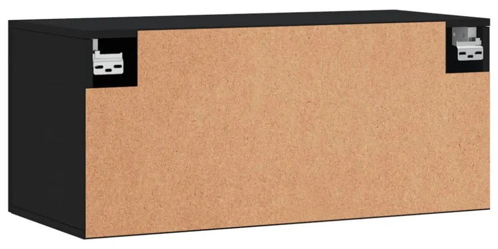 fekete szerelt fa faliszekrény 80 x 36,5 x 35 cm