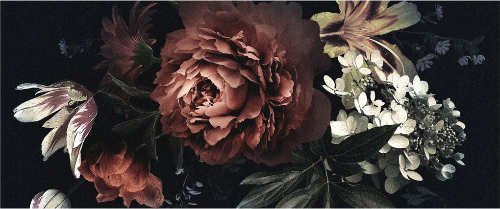 Kép - sötét virágok (120x50 cm)