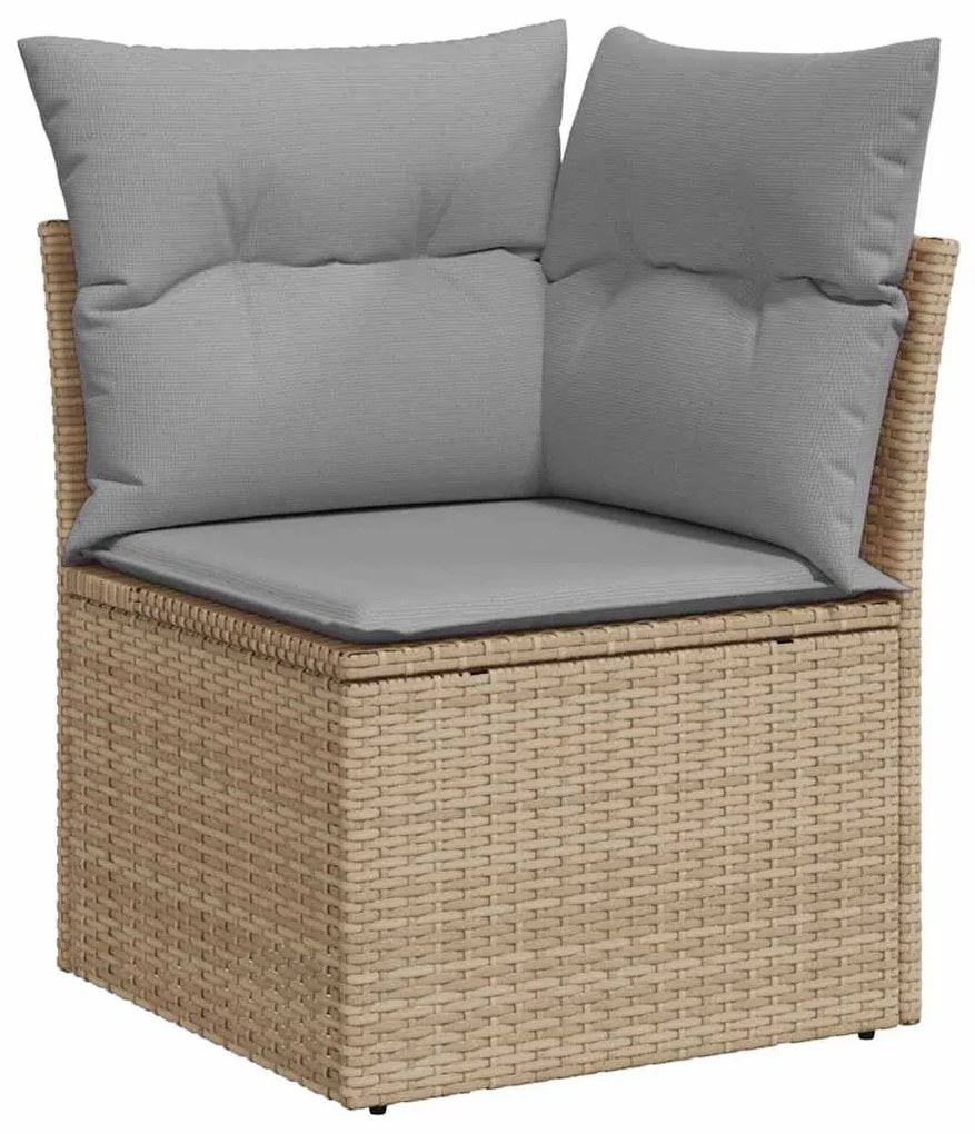 Kerti Kanapé Szett párnával 6 pcs bézs és szürke Poli rattan