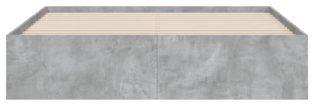 betonszürke szerelt fa ágykeret fiókokkal 140x200 cm