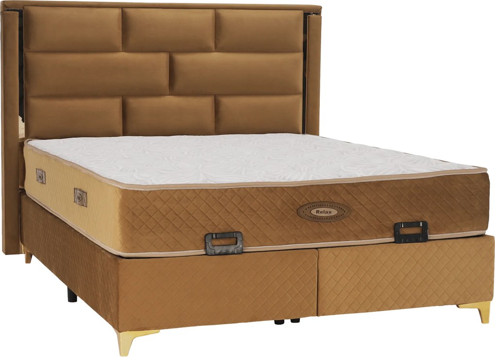Boxspring ágy 160x200, világosbarna, GOLDBIA