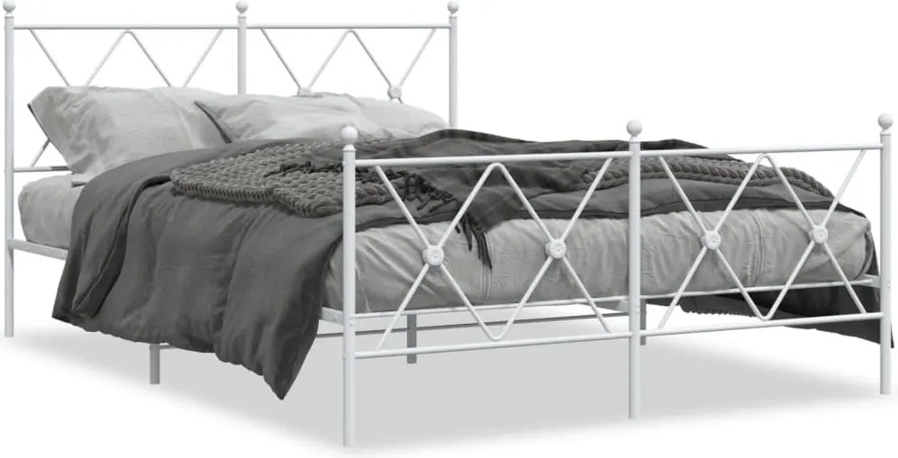 vidaXL fehér fém ágykeret fej- és lábtámlával 137x190 cm