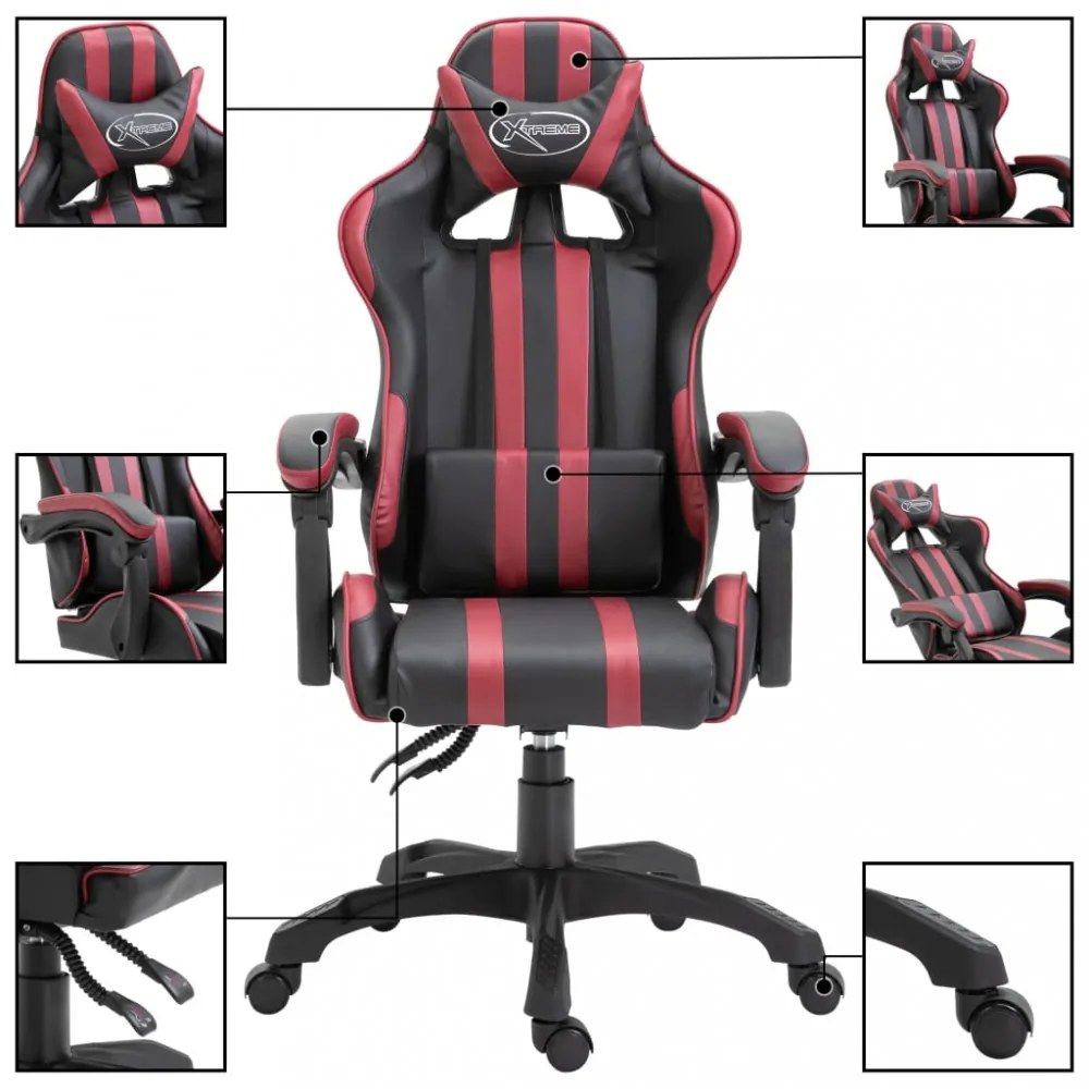 bordó műbőr gamer szék