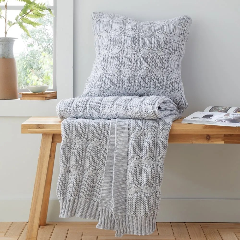 Szürke kötött takaró 130x170 cm Chunky Marl Knit – Catherine Lansfield
