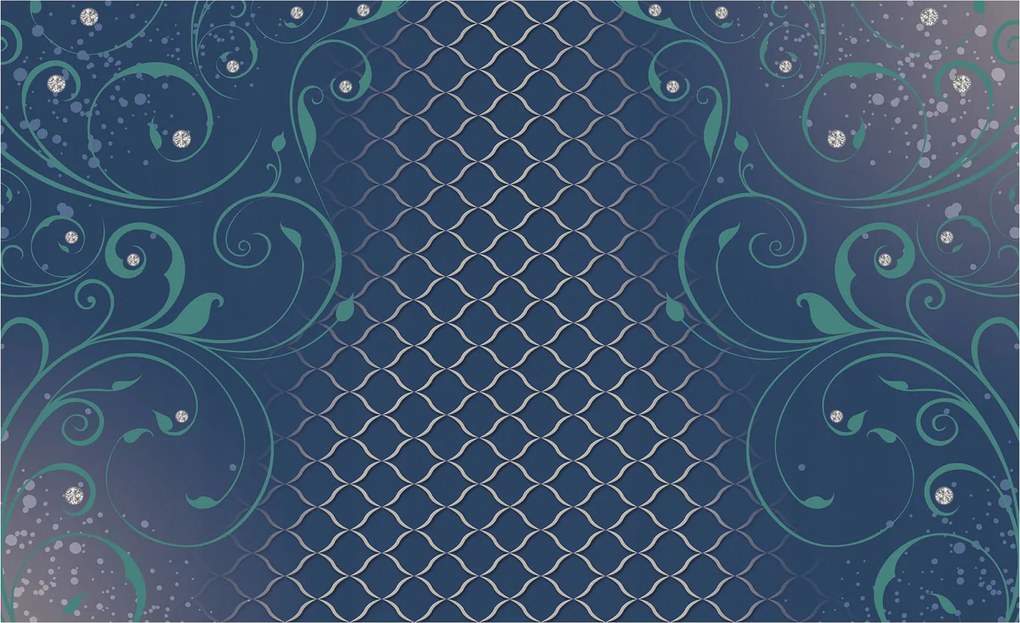 Fotótapéta Dísz zöld kék és rombusz csillámokkal 208x146 +ragasztó