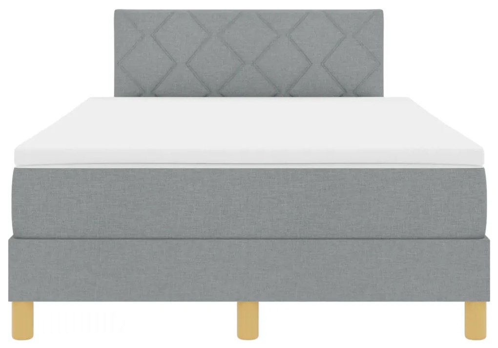 Boxspring Ágy matraccal és LED világítással világosszürke 120x200 cm szövet