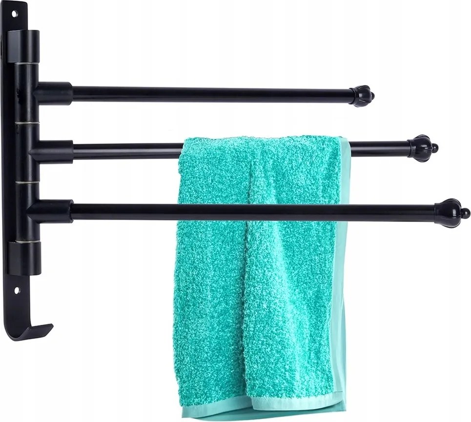 Forgatható Fürdőszobai Törölközőtartó Fekete Mozgatható Loft Tartó 30 CM