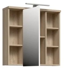 VENOM falra szerelhető fürdőszobaszekrény tükörrel, fehér/sonoma tölgy