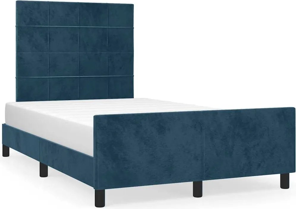 vidaXL sötétkék bársony ágykeret matrac nélkül 120 x 200 cm
