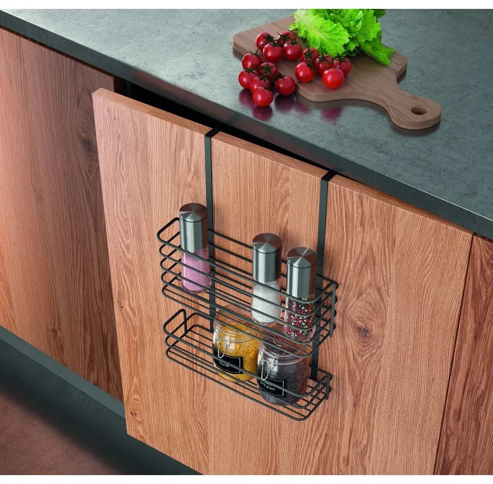 Galileo Lava Double fekete fém konyhai függőpolc - Metaltex