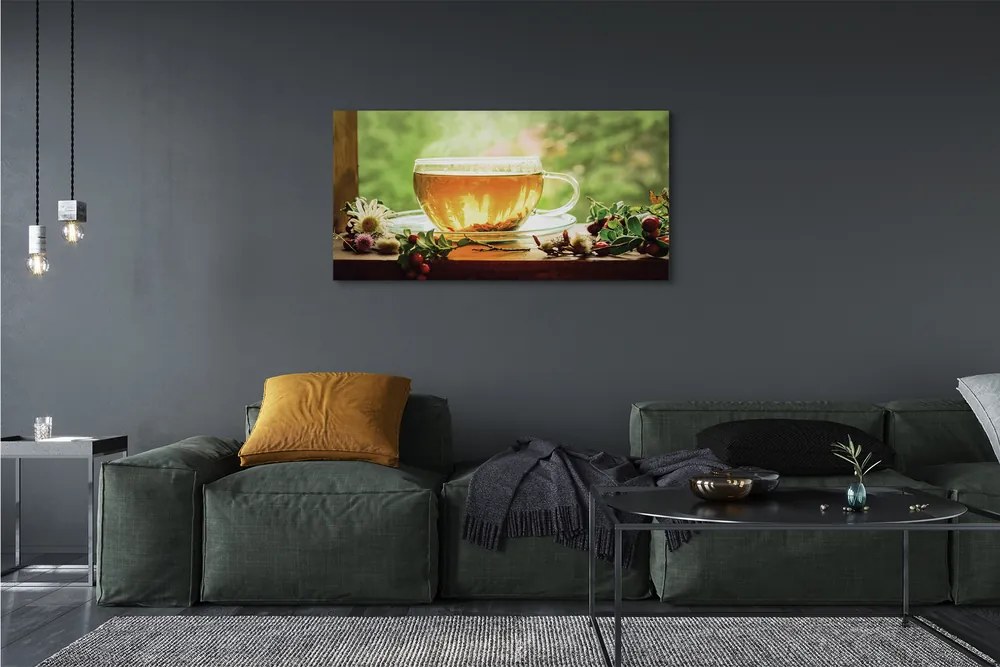 Canvas képek Forró tea gyógynövények 120x60 cm