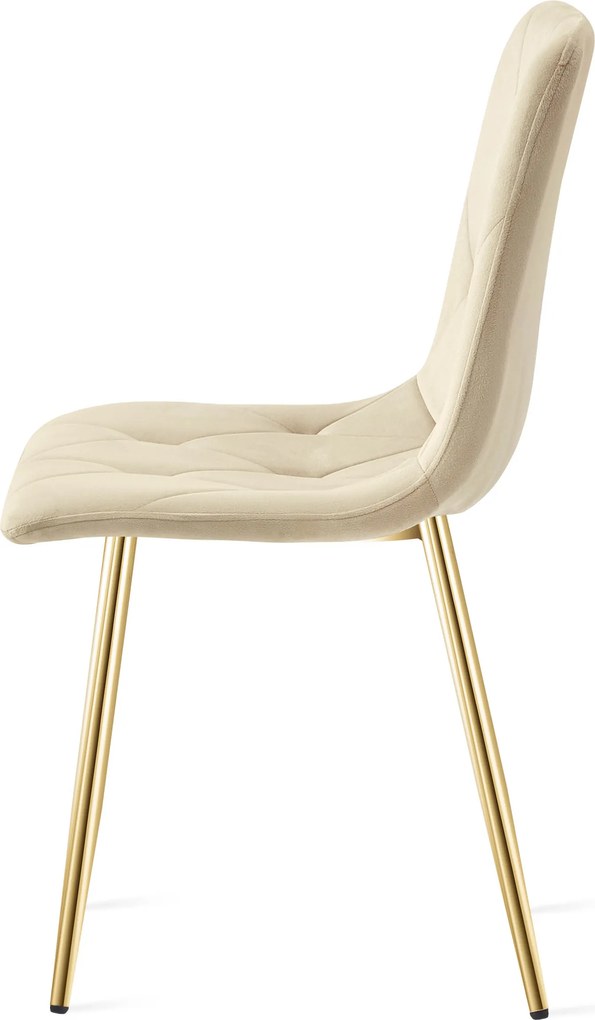 Világos bézs bársony étkezőszék LIBRA arany lábakkal