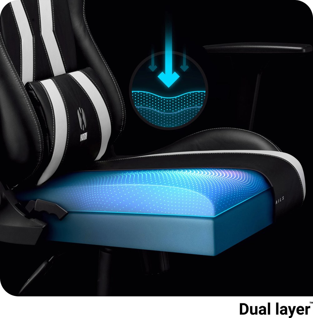 Gamer szék műbőr Normal Size, fekete-fehér: Diablo X-Horn 2.0