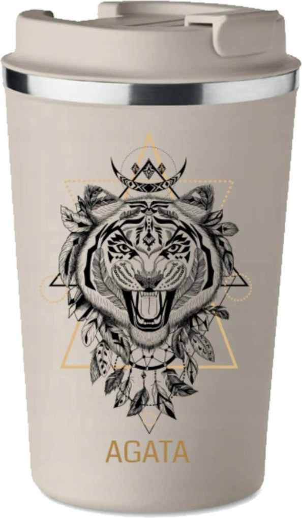 Prémium thermo bögre Az Ön Nevével Tigris Felirattal Totem 350ml KT_104