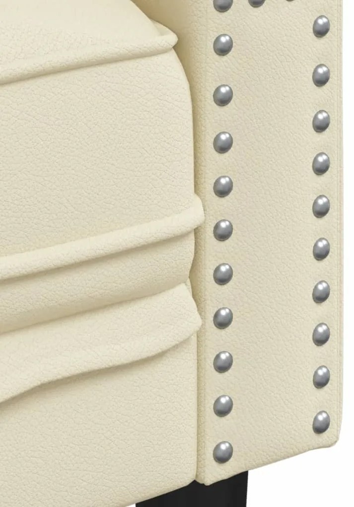 2 részes krémszínű műbőr Chesterfield kanapégarnitúra