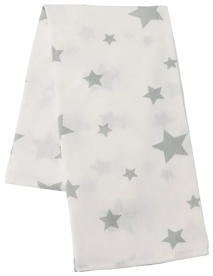 Pamut tetra pelenka New Baby Softy nyomtatott mintával 70 x 70 cm 4 db fehér-szürke