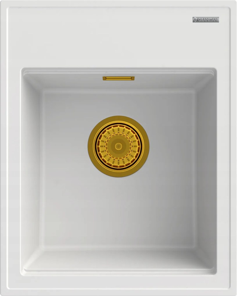 Gránit Mosogató Fehér Konyhai Szifon Arany Alor