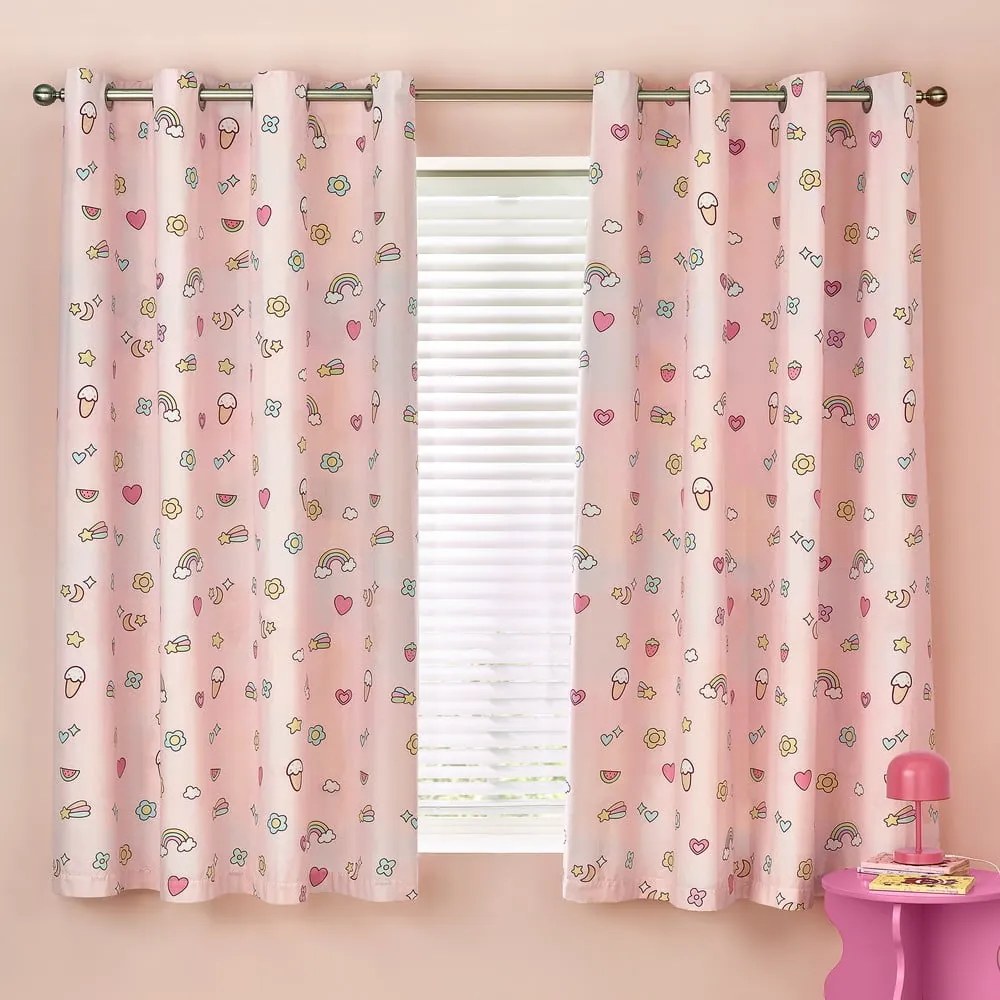 Rózsaszín gyerek függöny szett 2 db-os 168x183 cm Forever Together – Catherine Lansfield