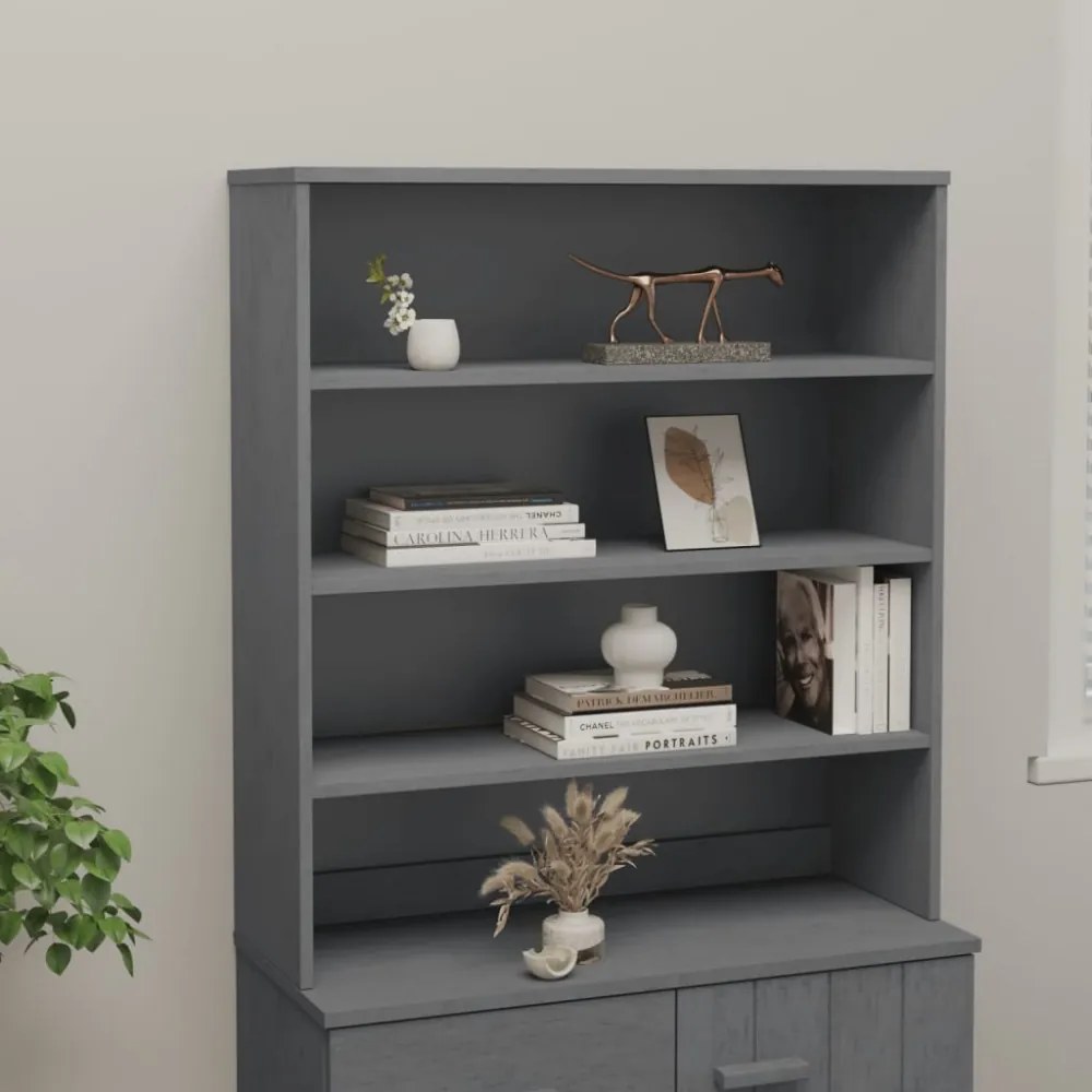 HAMAR sötétszürke tömör fenyőfa felső szekrény 90 x 30 x 100 cm