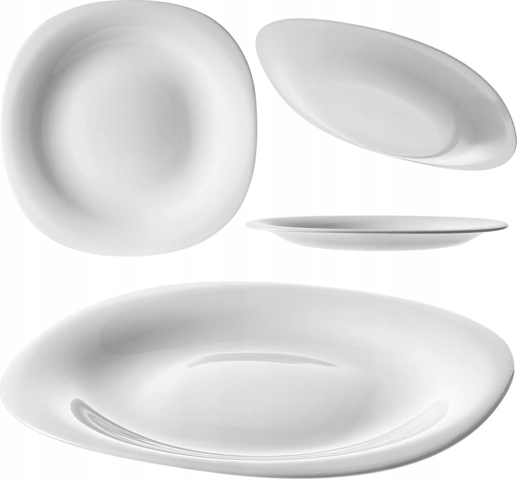 Desszert Tányér Csempe 21,5 cm Tortához Fehér Üveg Lapos Tányérok