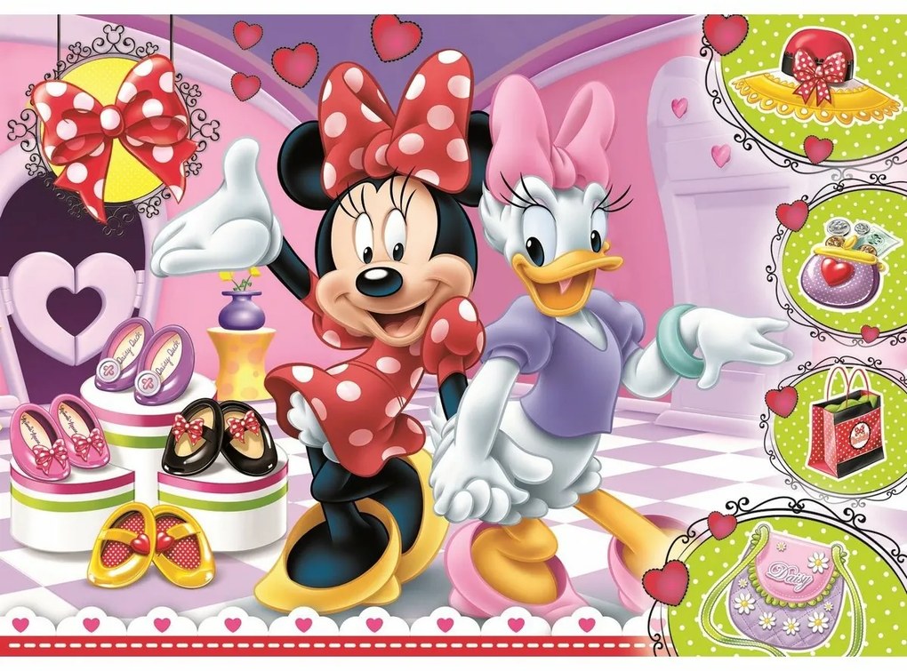 Trefl Glitter Puzzle Minnie és Daisy, 100 darabos,csillámos puzzle