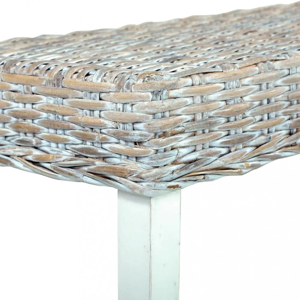 fehér természetes kubu rattan és tömör mangófa pad 160 cm