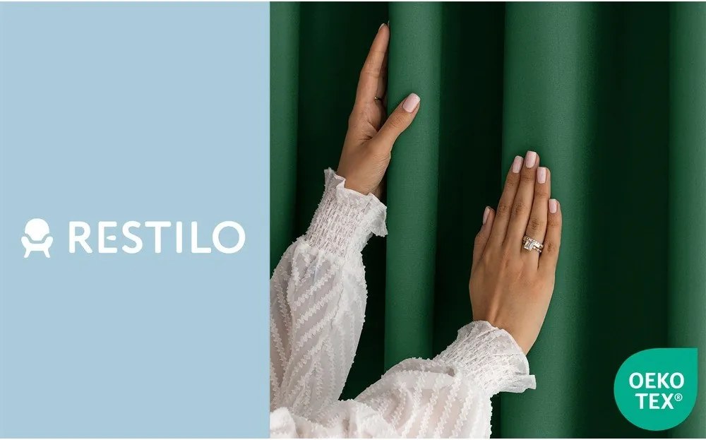 Sötétzöld dimout (részleges sötétítő) függöny 140x250 cm Carli Tie – Restilo