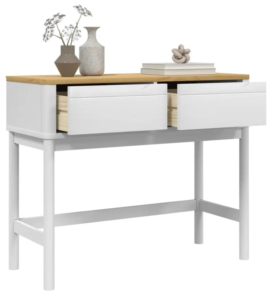 FLORO fehér tömör fenyőfa tálalóasztal 89,5 x 36,5 x 73 cm