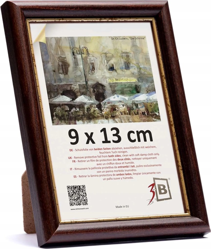 Képkeret fa lógó álló sötétbarna 9x13cm