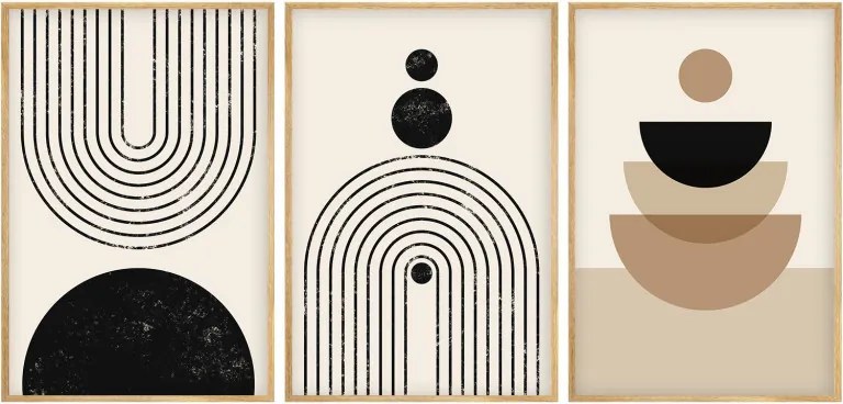 Huhu262 keretezett MDF falikép, 50 x 70 cm, 3 db-os szett