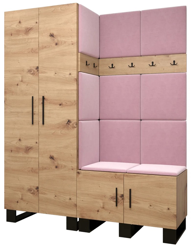 Előszobabútor Amanda 2 (artisan tölgy + rózsaszín). 1085867