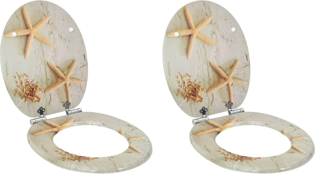 vidaXL Lágy záródású WC ülőke 2 pcs Sárga és Fehér 44 x 38 cm MDF lap