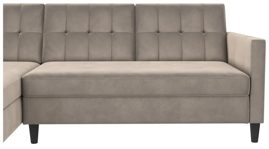 Bézs bársony sarokkanapé Hartford – Støraa