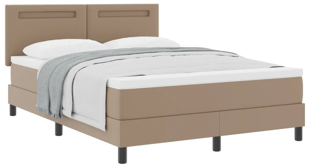 Boxspring ágy matraccal - Cappuccino, 140x190 cm, műbőr